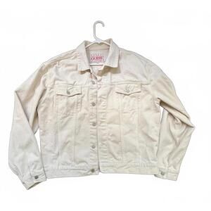 VTG GUESS Men’s Ivory Denim Jacket - 2XL